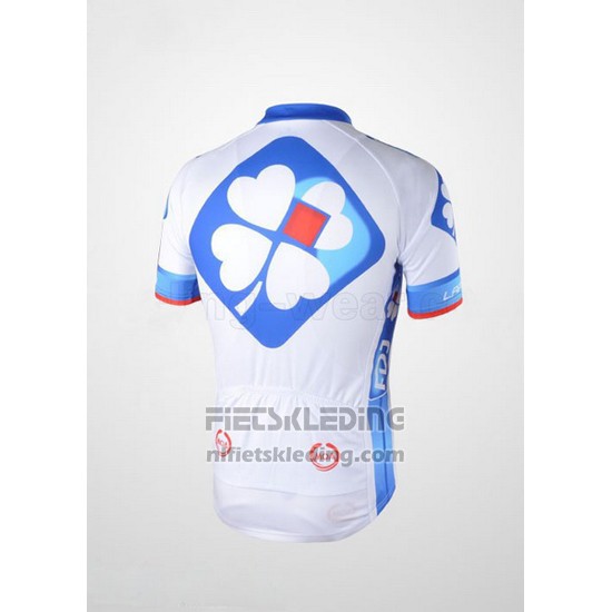2010 Fietskleding FDJ Wit en Lichtblauw Korte Mouwen en Koersbroek